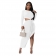 White Long Sleeve Hollow-out Fashion Slit Women Midi Dress
