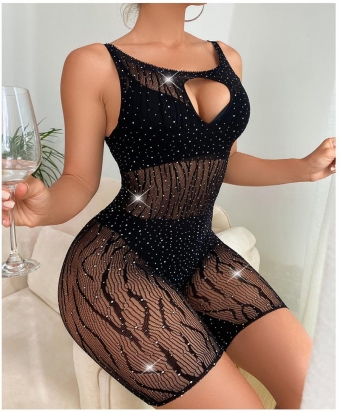 Black Lace Diamond Sexy Babydoll Lingerie