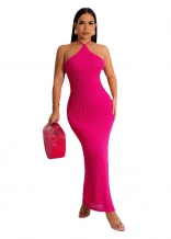 RoseRed Halter Sleeveless Lace Sexy Women Maxi Dress