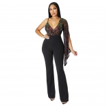 Colors V-Neck Halter Sequin Fashion Sexy Women Jumpsuit