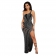 Black Halter Straps Mesh Rhinestone Bodycon Evening Long Dress