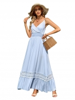 Blue Fashion Women New Summer Straps Long Dress