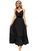 Black Fashion Women New Summer Straps Long Dress