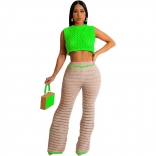 Green Hollow-out Sweater Fashion Sexy Women Sport Dress