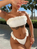 White Foral Sexy Women Bikini Swimwear