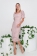 Pink Fashion Lace Office Solid Evening Party Women Wrap Chest Midi OL Dress