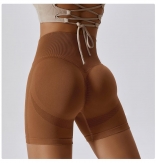 Brown High Waist Yoga Shorts Seamless Cycling Gym Shorts Women