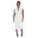 White Women's Solid Dark V Neck Sleeveless Pleated Bodycon OL Long Dress
