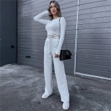 White Women's O-Neck Fashion Tops Bandage Party Prom Jumpsuit Dress