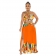 Orange Women's Contrast Lace up Sleeveless Wrapped Chest Long Dress