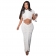 White Women's Sexy Knitted Perspective Nightclub Set Low Waist Bodycon Midi Dress