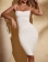 White Halter Boat-Neck Pleated Bodycon Backless Women Midi Dress