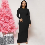 Black Women's Long Sleeve Sexy Underbra Low-Cut Bodycon Sexy Jumpsuit