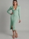 LightGreen Women's Button Cardigan Ribbed Long Sleeve Slim Fit Prom Long Dress