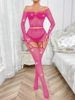 RoseRed Women's Lace Diamond Bodystockings Sexy Erotic Bodysuit Costumes