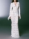 White Women Lace Deep V-Neck Hollow-out Sexy See-through Party Dance Long Dress