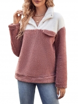 DarkPink Women Long Sleeve Plush Pullover Sweaters Fashion Jacket Clothing