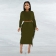 Green Women's Long Sleeve O-Neck Tops Tassels Bodycon Midi Formal Dress