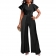 Black Ruffles Sleeve V-Neck Slim Fit Women Sexy Jumpsuit Dress