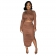 Brown Solid Pleated Hollow Sexy Formal Midi Dress