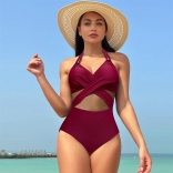 Claret One Pieces Women Swimwear Bikinis