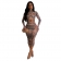 Khaki Long Sleeve Printed Vintage Bodycon Midi Dress