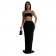 Black Sleeveless Crop Top Pleated Women Halter Midi Party Dress