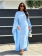 Sky Blue Long Sleeve O Neck Shawl Sleeve Casual Loose Fit Midi Dress