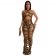 Gold Halter Hollow Out Gilding Bandage Metallic Rings Party Dress