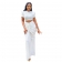 White Short Sleeve Crop Top Two Pieces Striped Pleated Women Midi Dress