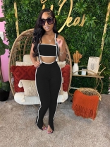 Black Fashion Women Two Pieces Two-piece Overall Trousers Set