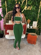 Green Fashion Women Two Pieces Two-piece Overall Trousers Set