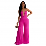 RoseRed Off Shoulder Deep V Neck Bodycons Wide Leg Women Jumpsuit