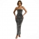 Black Off Shoulder Diamonds Mesh Sexy Women Midi Dress