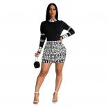Silver Long Sleeve Diamonds Women Bodycon Party Prom Mini Dress