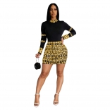 Gold Long Sleeve Diamonds Women Bodycon Party Prom Mini Dress
