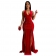 Red Sleeveless Velvet Deep V Neck Hollow Out Lace Up Bandage Evening Party Long Dress