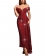Red Off Shoulder Mesh V Neck Sequined Bodycon Shawl Sexy Midi Dress