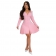 Pink Long Sleeve Button Low Cut Sexy Pleated Women Skirt Dress