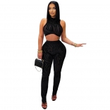Black Sleeveless Two Pieces Bodycon Women Sexy Jumpsuit Dress