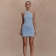 Sky Blue Off Shoulder Women Mesh Pleated Ribbon Bodycon Mini Dress