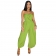 Green Casual Off the Shoulder Lace Up Wide Leg Fashion Rompers Dress