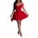 Red Off Shoulder Low Cut Summer Evening Party Puffy Short Skirt