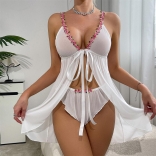 White Sexy Women's Mesh Florals Sexy Lingerie Erotic Babydolls