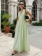 Green Halter Deep V Neck Slim Fit Waist Casual Street Long Dress