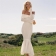 Apricot Off Shoulder Knitted Long Sleeve Women Bodycon Formal Maxi Dress
