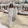 White Off Shoulder Long Sleeve Knitted Hollow Out Women Elegant Evening Dress
