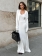 White Long Sleeve Long Sleeve Knitted Cardigan 2PCS Straps V Neck Casual Catsuist Dress Sets