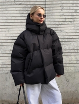 Black Women's Long Sleeve Fashion Hooded Coats Jacket