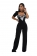 Black Short Sleeve Stripes V Neck Bodycon Women Party Sexy Jumpsuit
